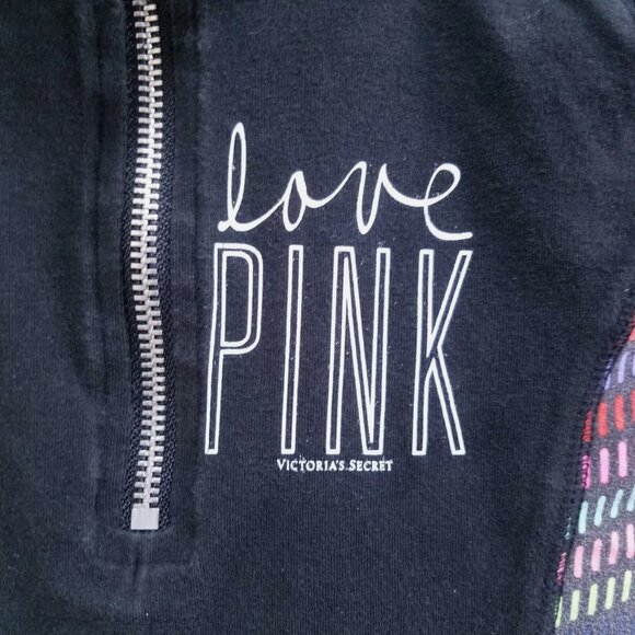 Victoria's Secret LOVE PINK Black Half Zip Sweatshirt Sweater Size XS - Picture 4 of 7